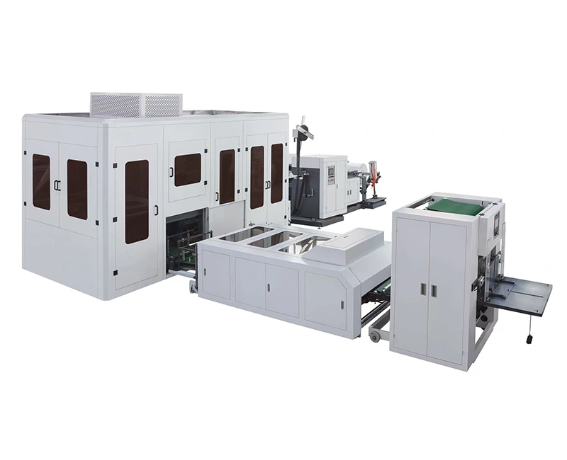 अल्ट्रासोनिक गैर-बुना डी-कट और बॉक्स प्रकार बैग बनाने की मशीन